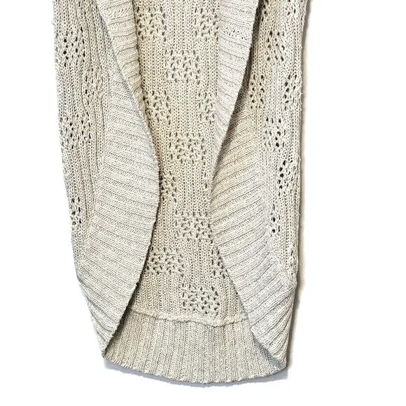 Alice   Olivia Cardigan Sweater Open Knit Ribbed Shawl Collar Long Cocoon Size S