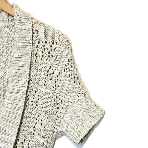 Alice   Olivia Cardigan Sweater Open Knit Ribbed Shawl Collar Long Cocoon Size S