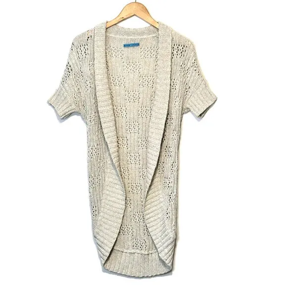 Alice   Olivia Cardigan Sweater Open Knit Ribbed Shawl Collar Long Cocoon Size S