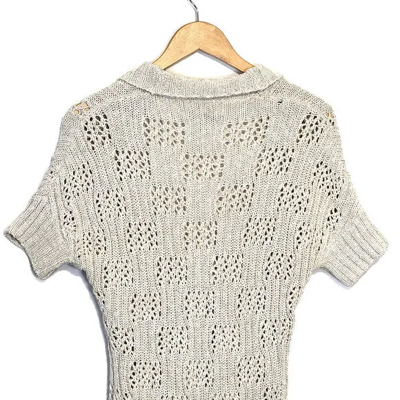 Alice   Olivia Cardigan Sweater Open Knit Ribbed Shawl Collar Long Cocoon Size S