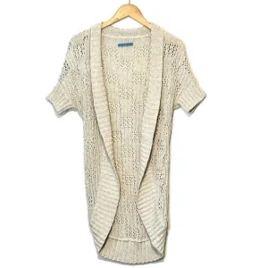 Alice   Olivia Cardigan Sweater Open Knit Ribbed Shawl Collar Long Cocoon Size S