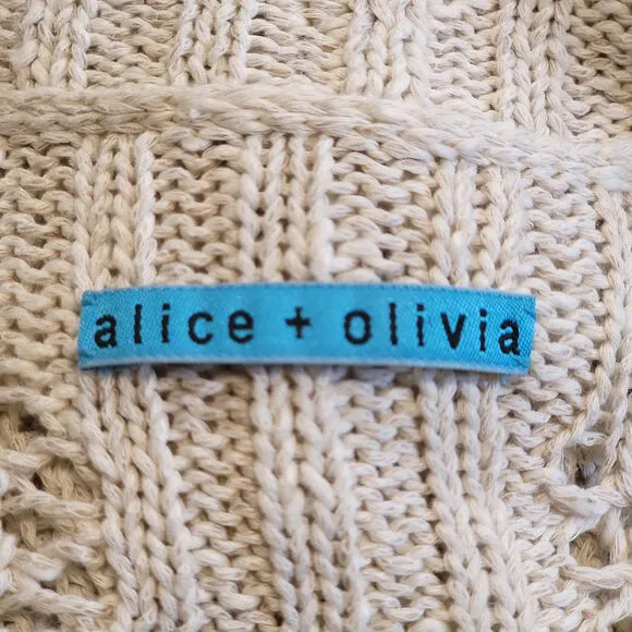 Alice   Olivia Cardigan Sweater Open Knit Ribbed Shawl Collar Long Cocoon Size S