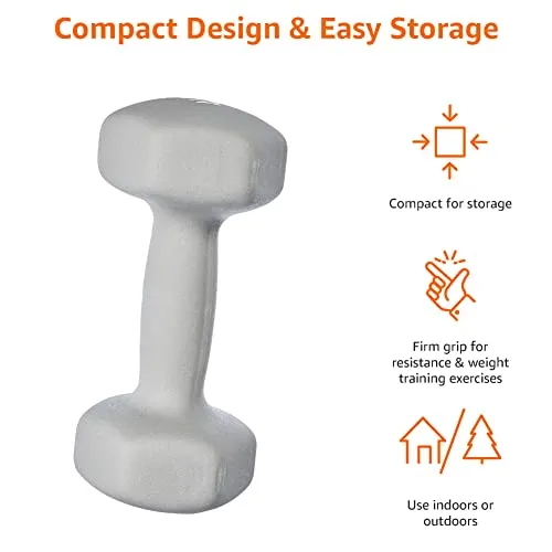 Amazon Basics Neoprene Fixed Dumbbell Pair, 2 x 4Kg, Grey