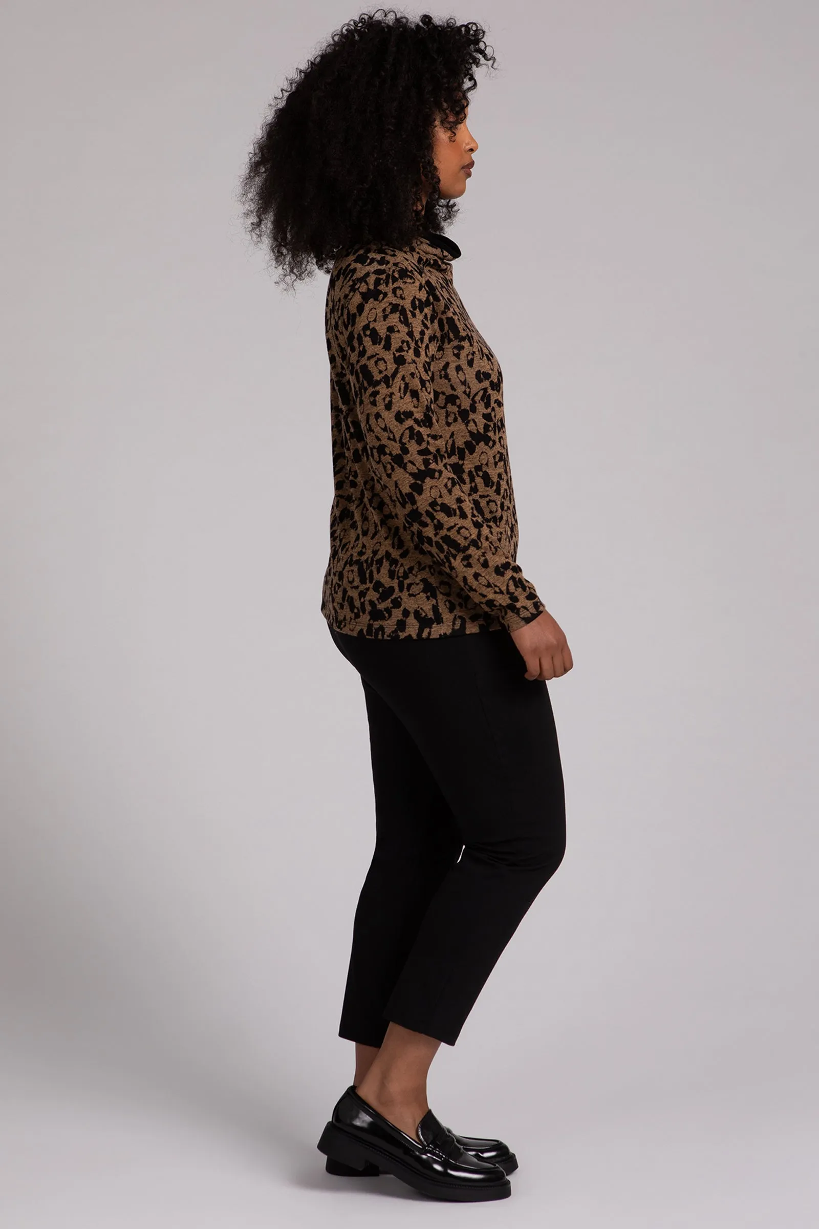 Animal Sweater Funnel Neck Top