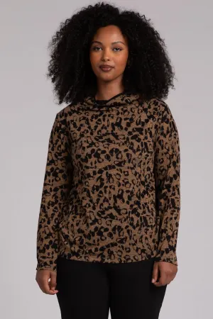 Animal Sweater Funnel Neck Top