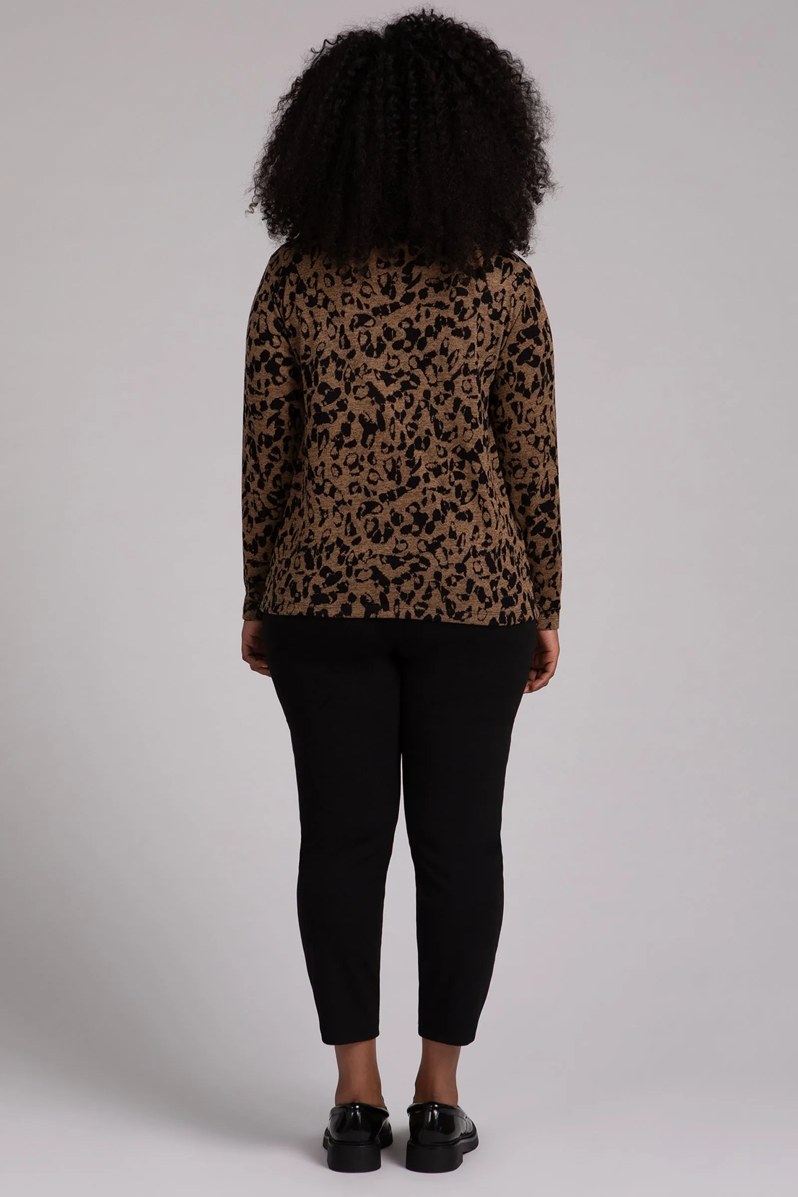 Animal Sweater Funnel Neck Top