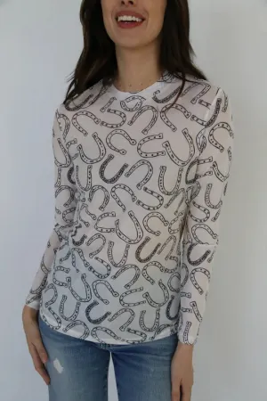 Anns Horseshoe White Mesh Top
