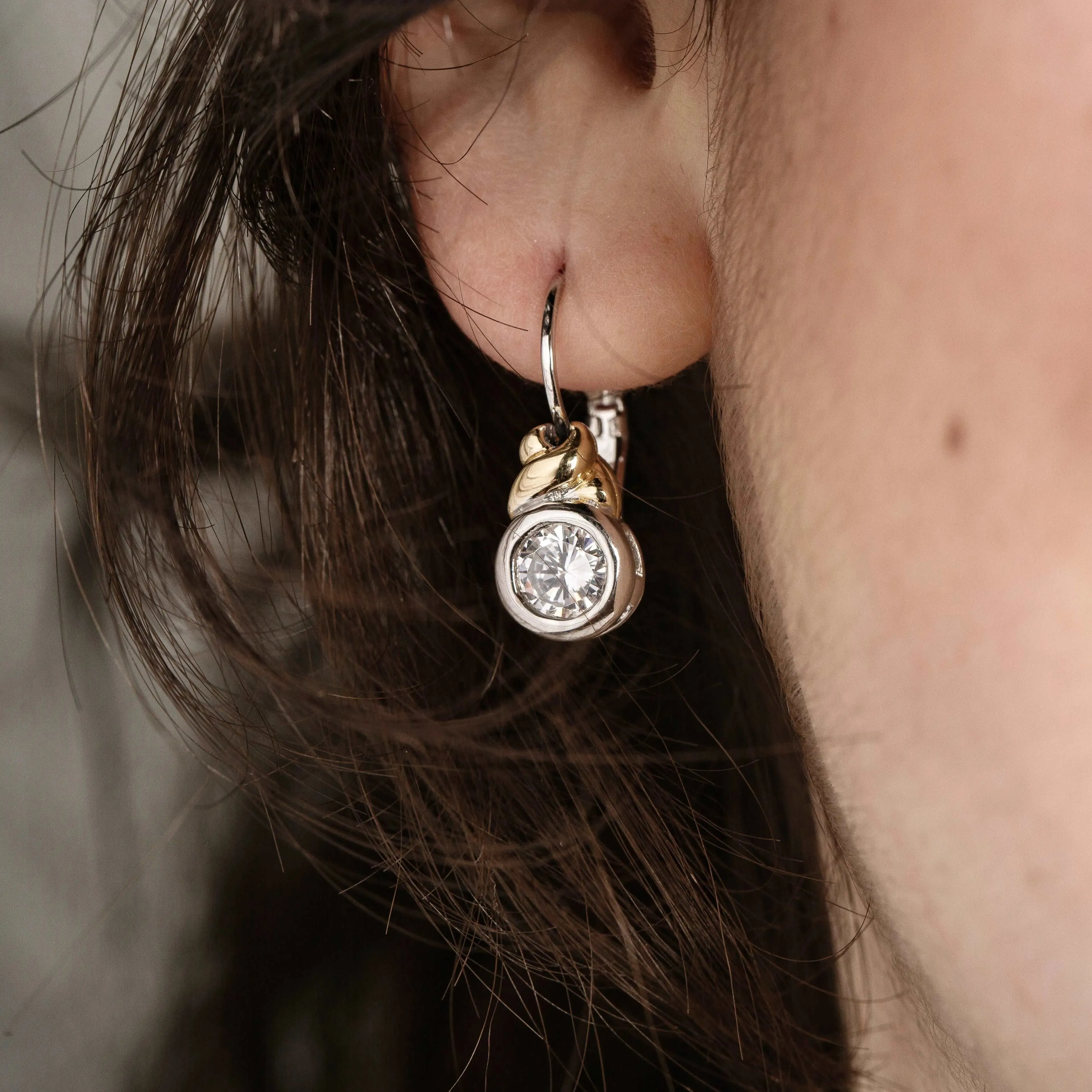 Antiqua Collection - Cubic Zirconia French Wire Earrings