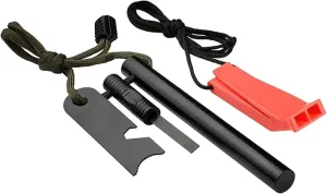 AOFAR Fire Starter, AF-376 Ferrocerium (Ferro) Rods, Fire Starter Kit with Two Multi-Tool Fire Strikers, 80dB Survival Whistle, Paracord Lanyard for Camping, Hiking, Emergency Rescue (1/2 * 5.1 Inch)