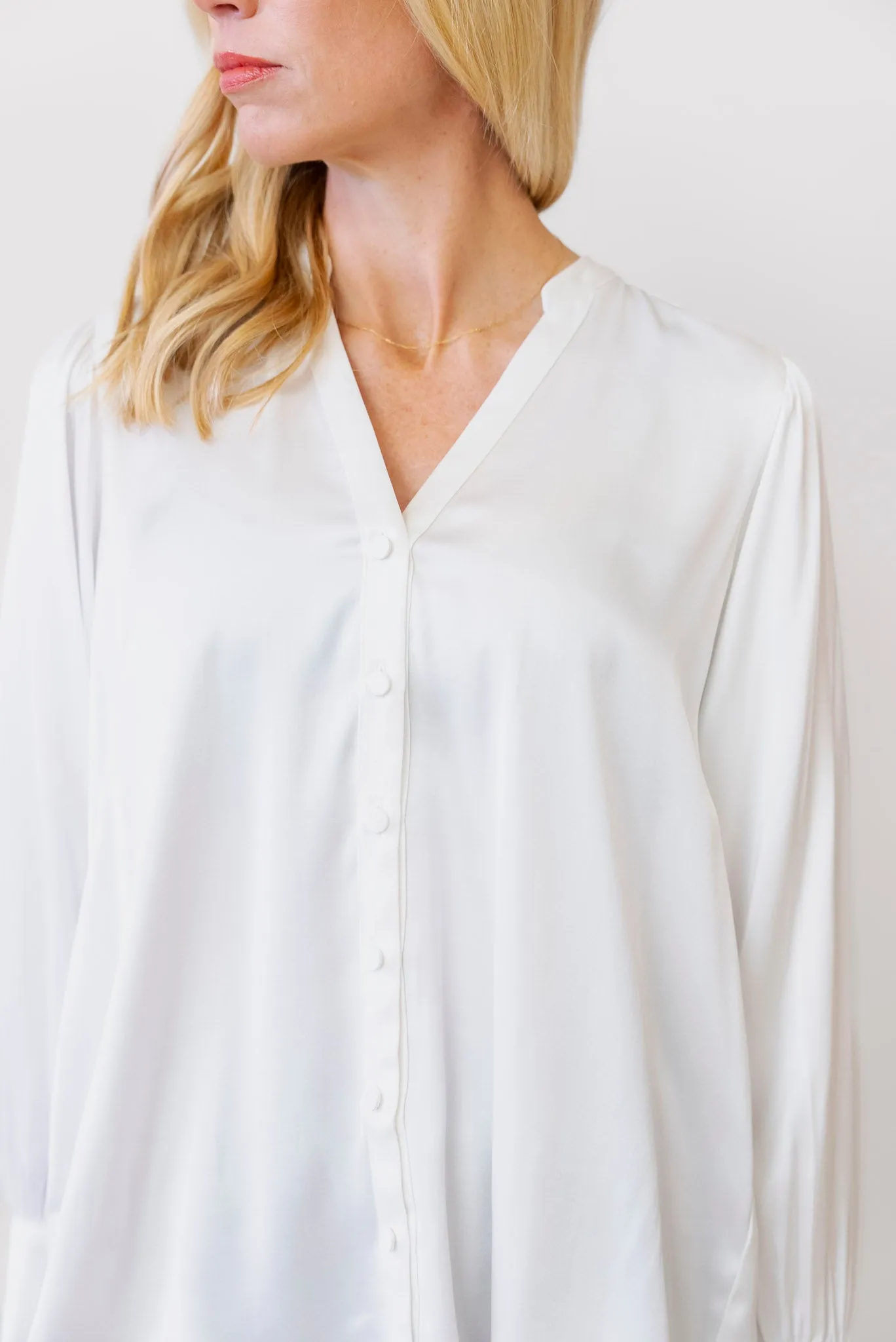 APRICOT Button Mock Neck Blouse