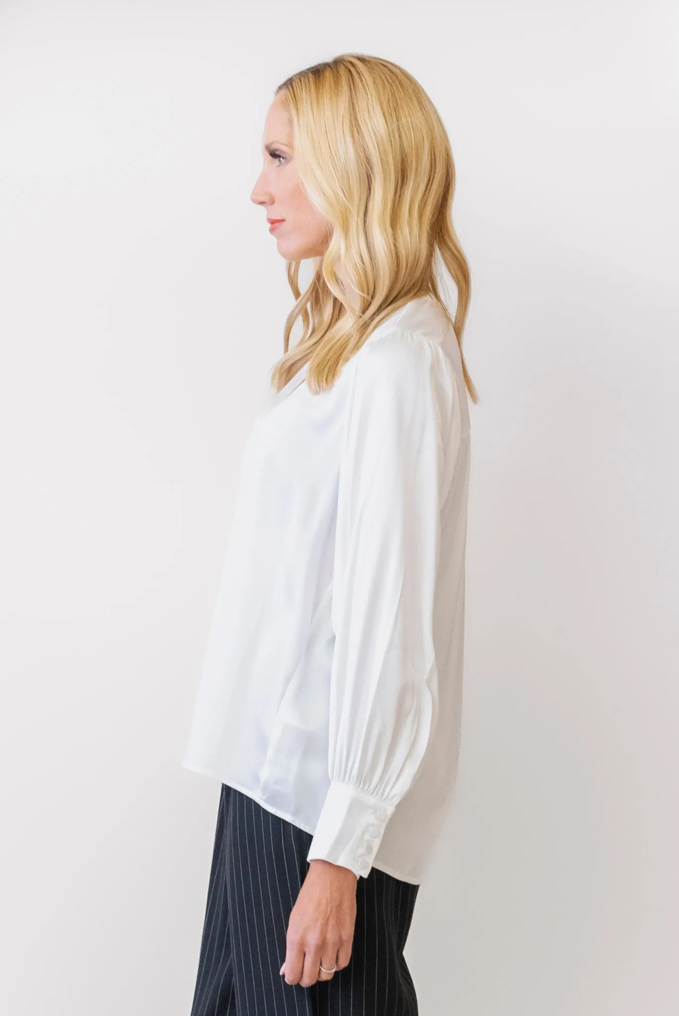 APRICOT Button Mock Neck Blouse