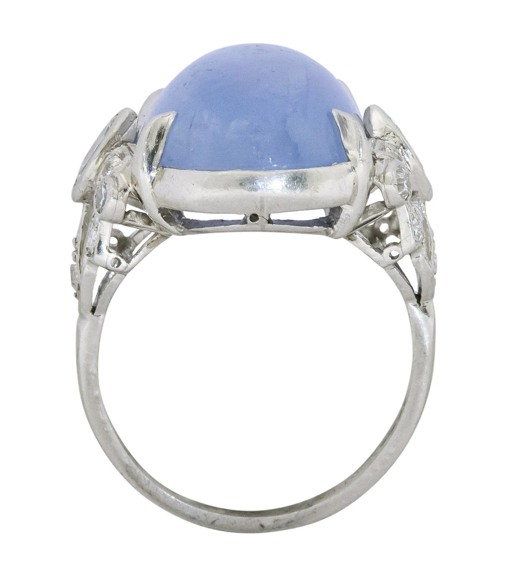 Art Deco 22.90 CTW Star Sapphire Diamond Platinum Cocktail Ring