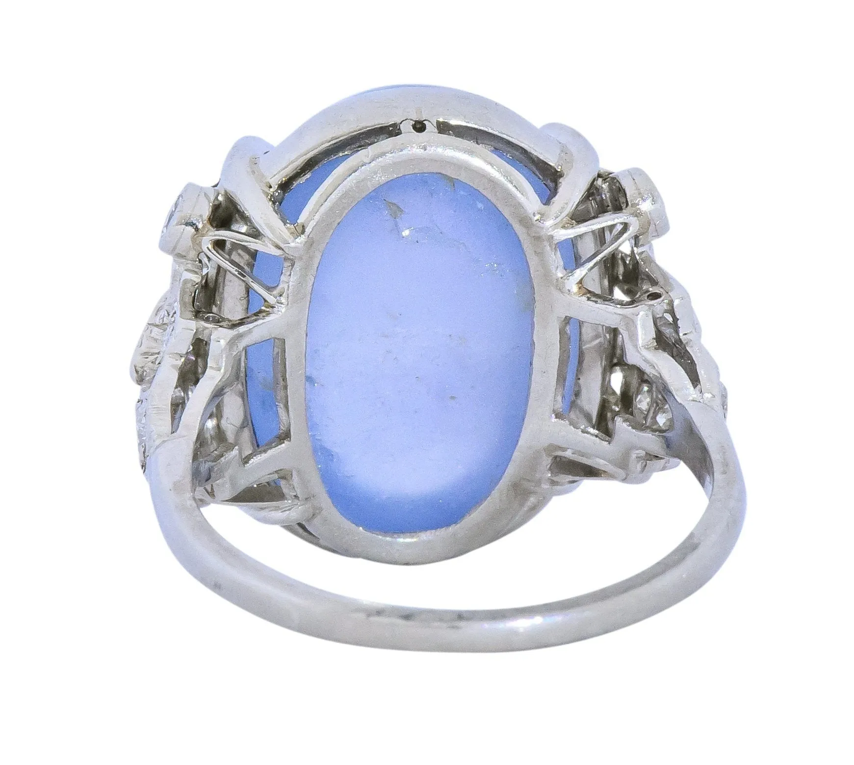 Art Deco 22.90 CTW Star Sapphire Diamond Platinum Cocktail Ring