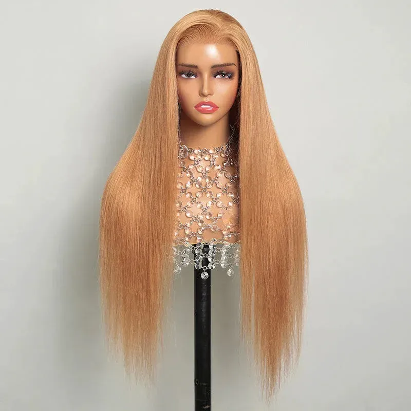 Ashimary Light Flaxen Brown Color 13x4 Lace Front Straight Wig Pre-plucked Human Hair