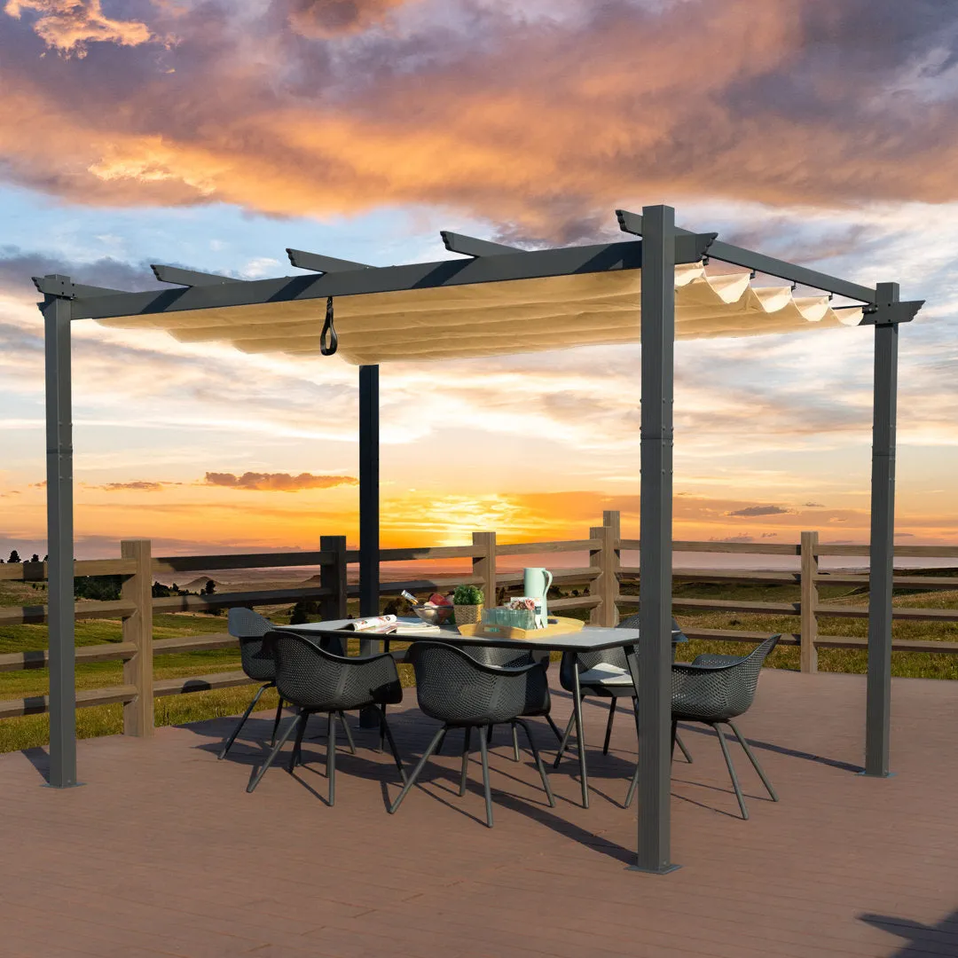 Atlantics Outdoor Retractable Pergola with Sun Shade Canopy 10' x 13' Kozyard Color: Tan