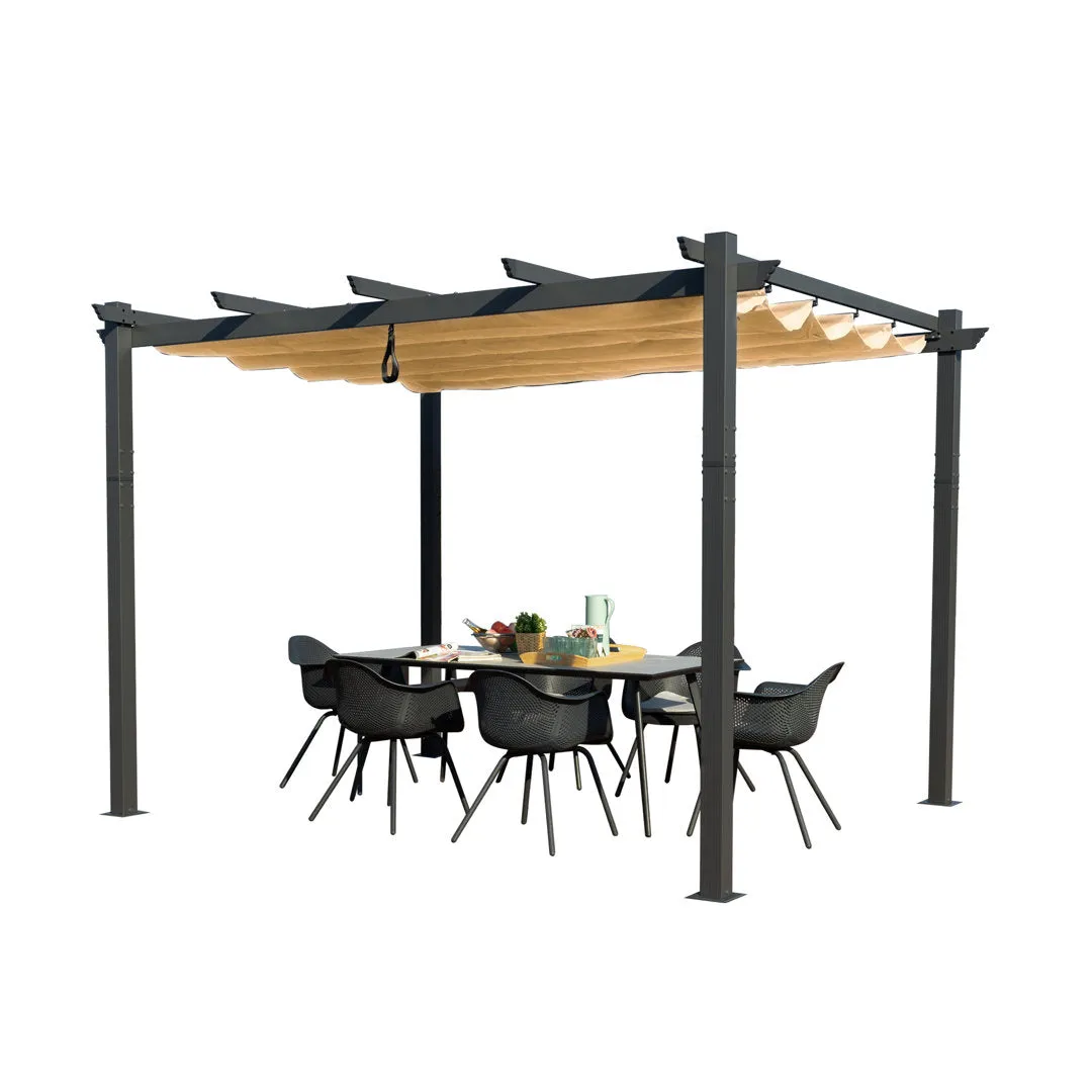 Atlantics Outdoor Retractable Pergola with Sun Shade Canopy 10' x 13' Kozyard Color: Tan