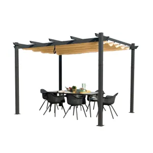 Atlantics Outdoor Retractable Pergola with Sun Shade Canopy 10' x 13' Kozyard Color: Tan
