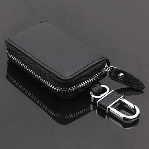 Auto Car Key Leather Case Pouch Remote Keychain Key Bag Holder Organizer