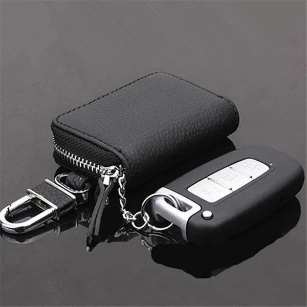 Auto Car Key Leather Case Pouch Remote Keychain Key Bag Holder Organizer