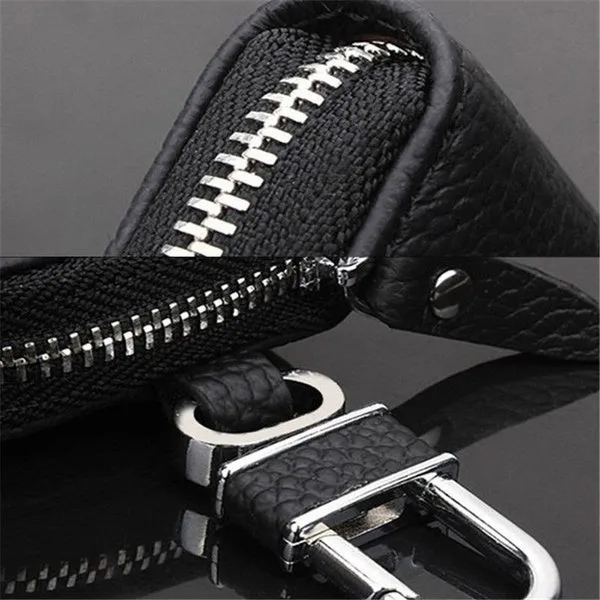 Auto Car Key Leather Case Pouch Remote Keychain Key Bag Holder Organizer