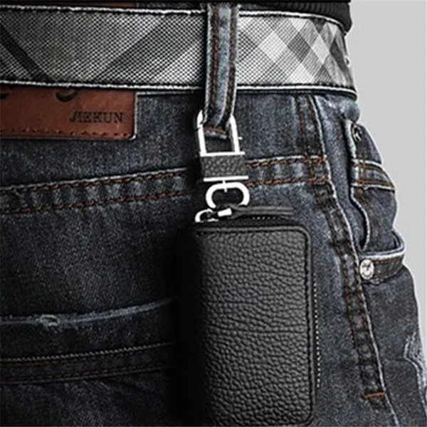 Auto Car Key Leather Case Pouch Remote Keychain Key Bag Holder Organizer