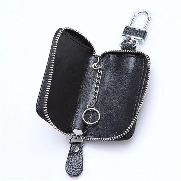 Auto Car Key Leather Case Pouch Remote Keychain Key Bag Holder Organizer