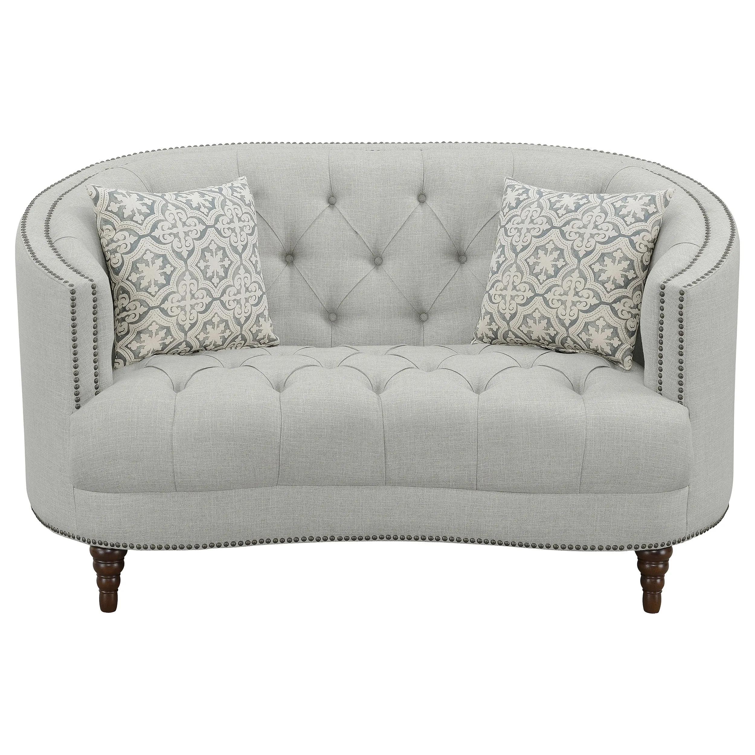 Avonlea Upholstered Sloped Arm Loveseat Grey Fabric