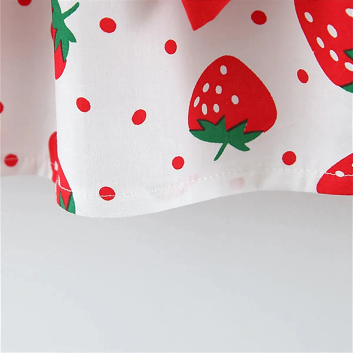 Babies Casual Dress Strawberry Print Chest Bow with hat
