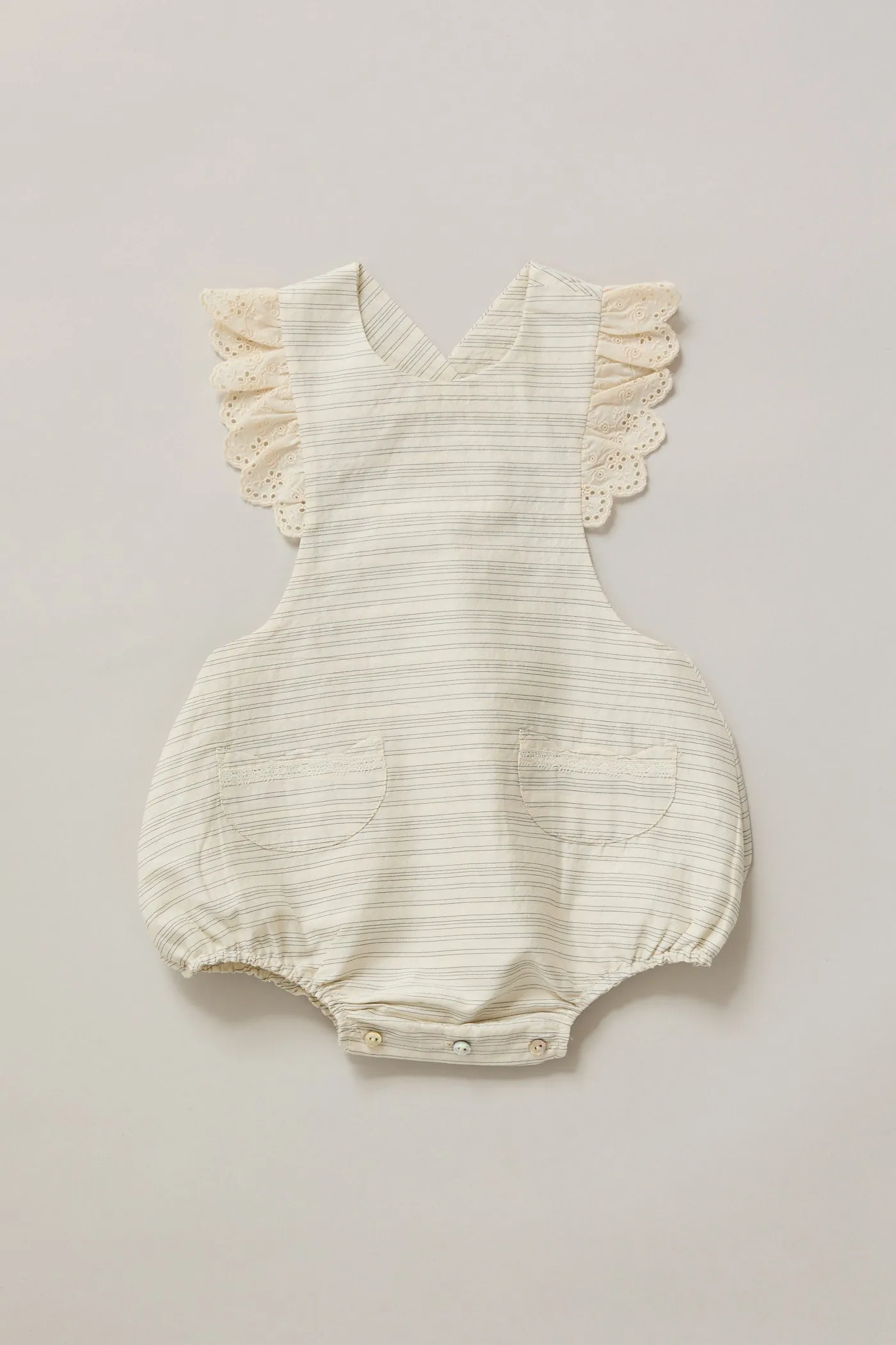Baby Lace Pinafore in Black & Cream Stripes