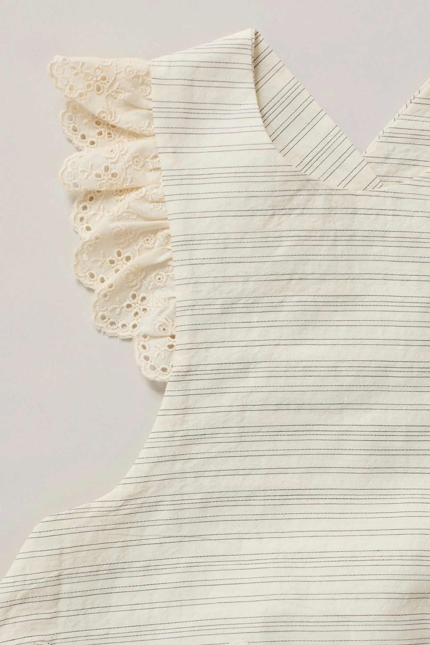 Baby Lace Pinafore in Black & Cream Stripes