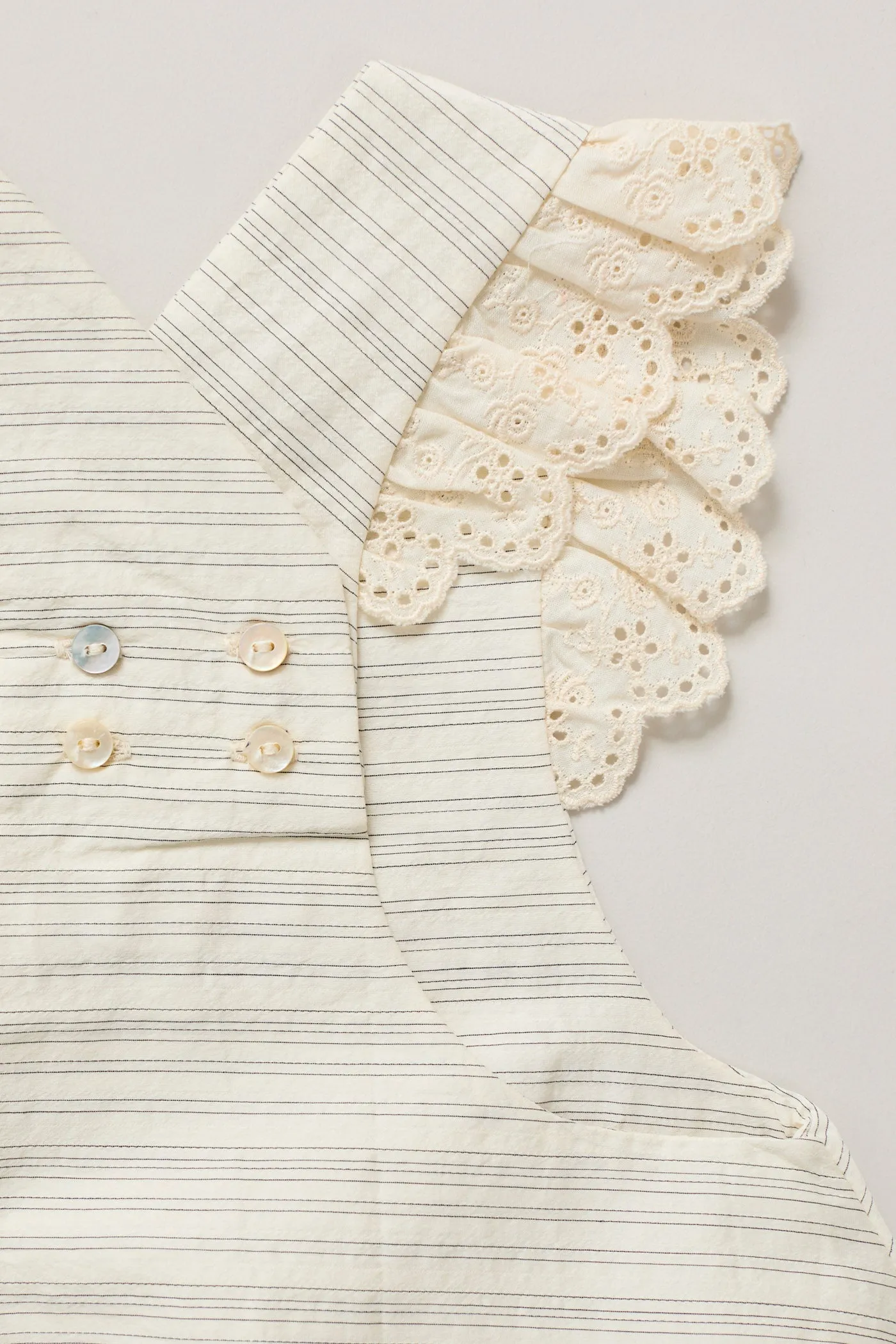 Baby Lace Pinafore in Black & Cream Stripes