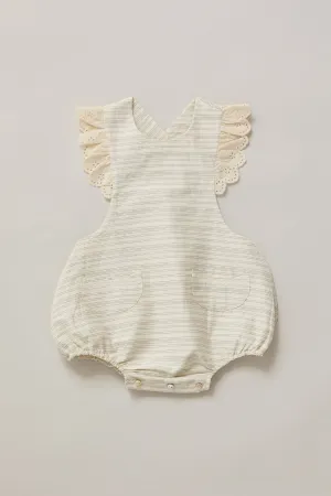 Baby Lace Pinafore in Black & Cream Stripes