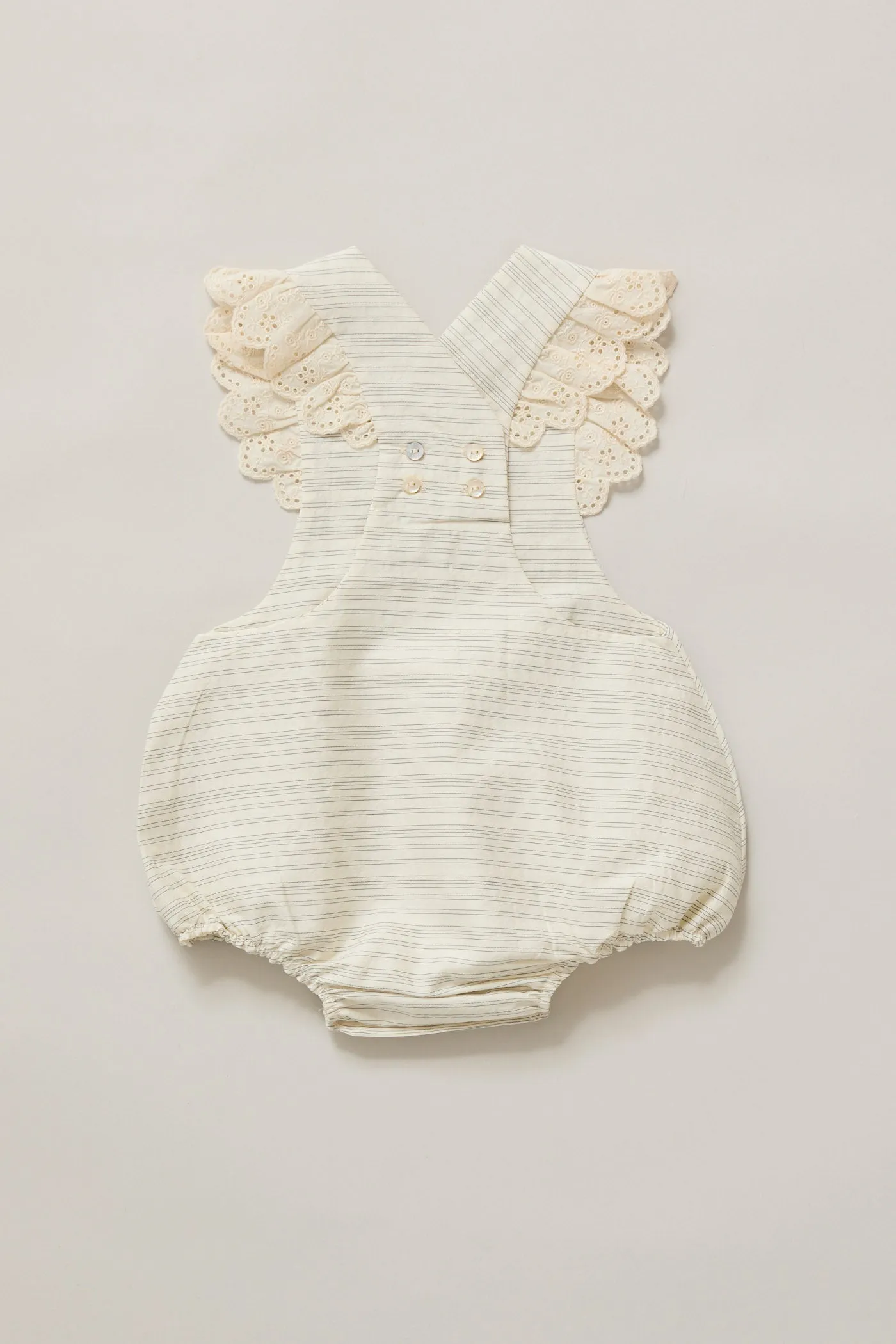 Baby Lace Pinafore in Black & Cream Stripes