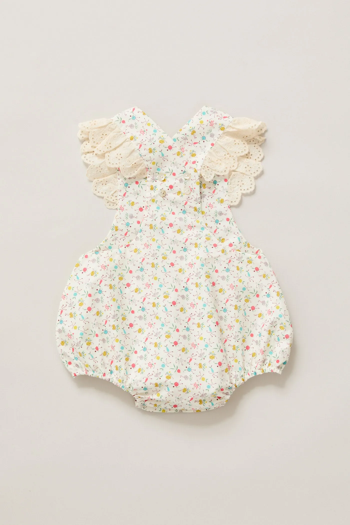 Baby Lace Pinafore in Happy Print