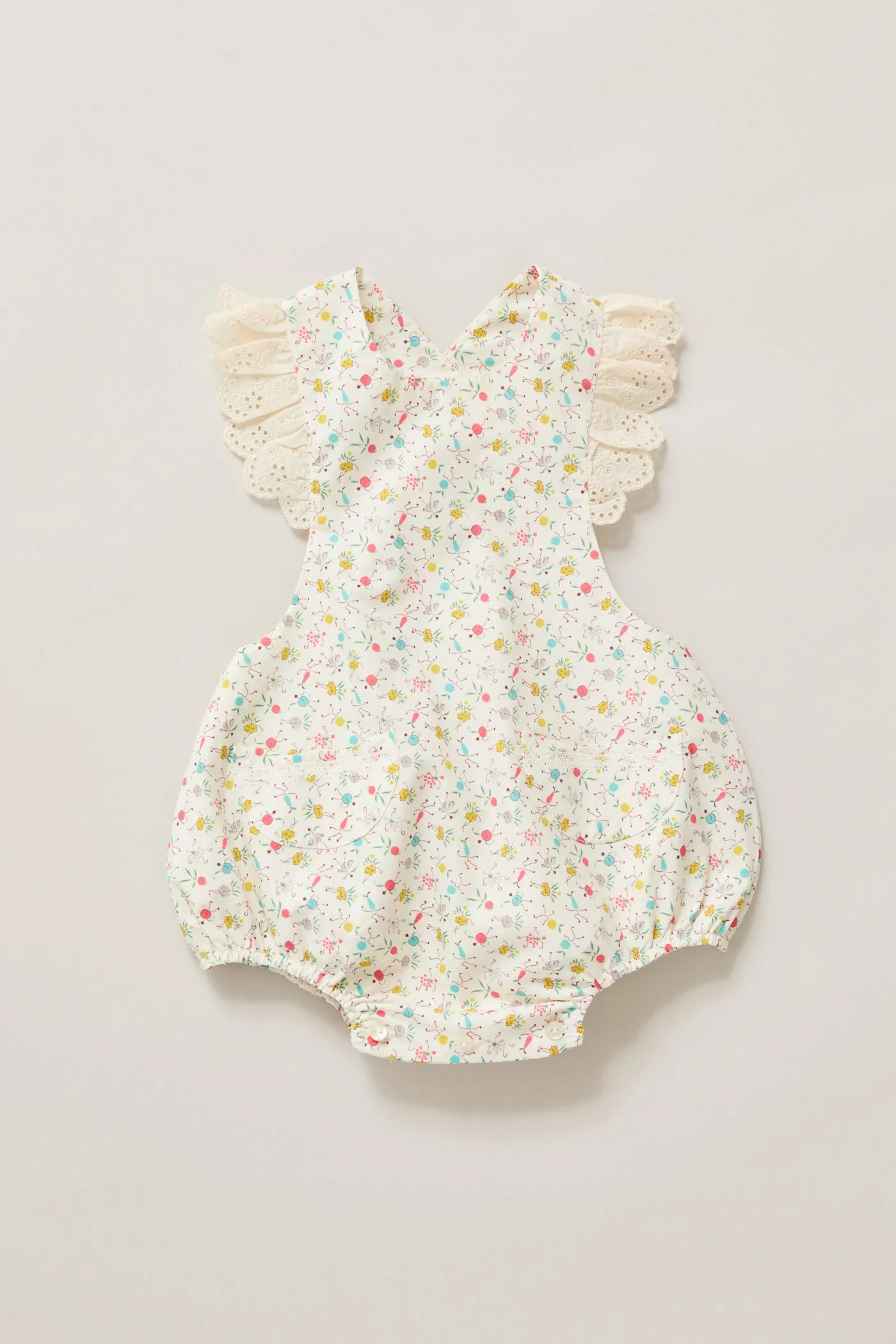 Baby Lace Pinafore in Happy Print
