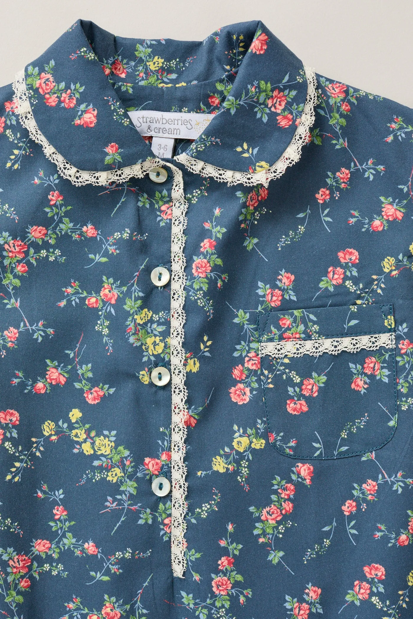 Baby Pyjama in Blue Rose Garden Liberty