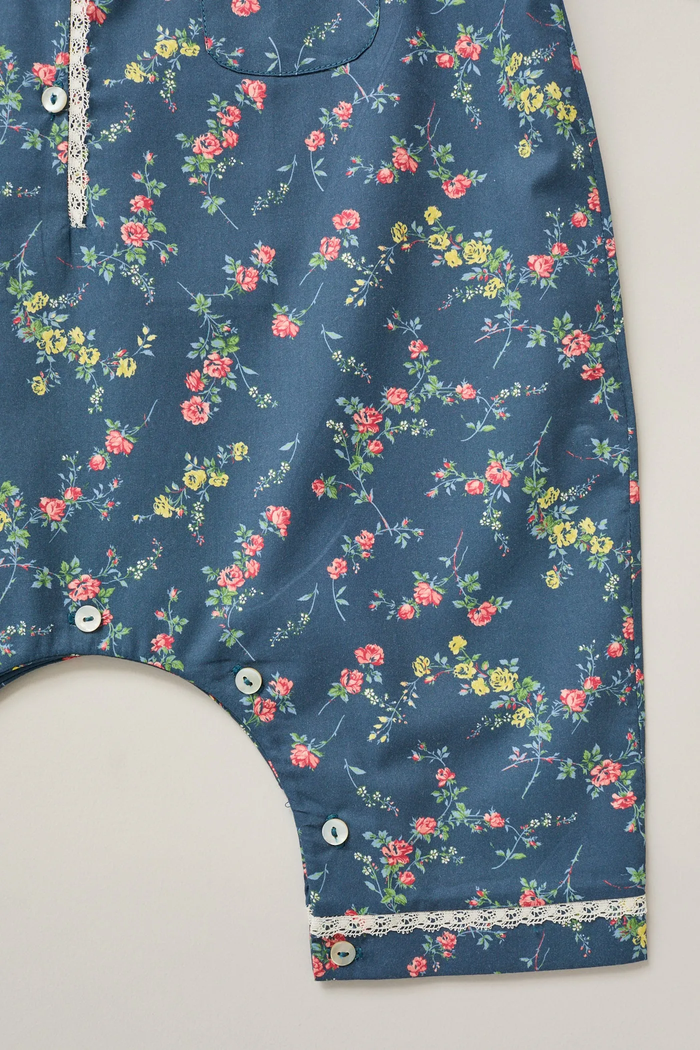 Baby Pyjama in Blue Rose Garden Liberty