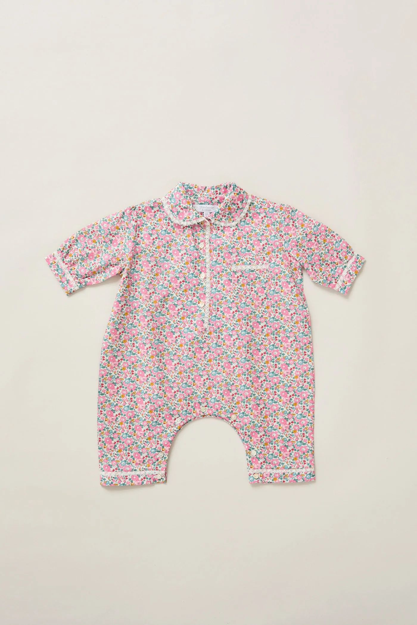 Baby Pyjama in Pink Floral Liberty Print