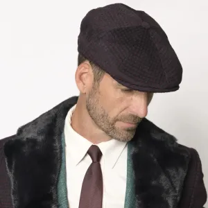 Baker Boy Cap Navy Blue and Burgundy