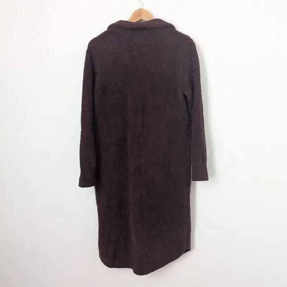Barefoot Dreams deep aubergine maroon half zip short midi lounger sweater dress