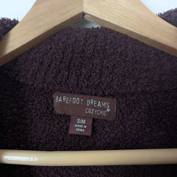 Barefoot Dreams deep aubergine maroon half zip short midi lounger sweater dress