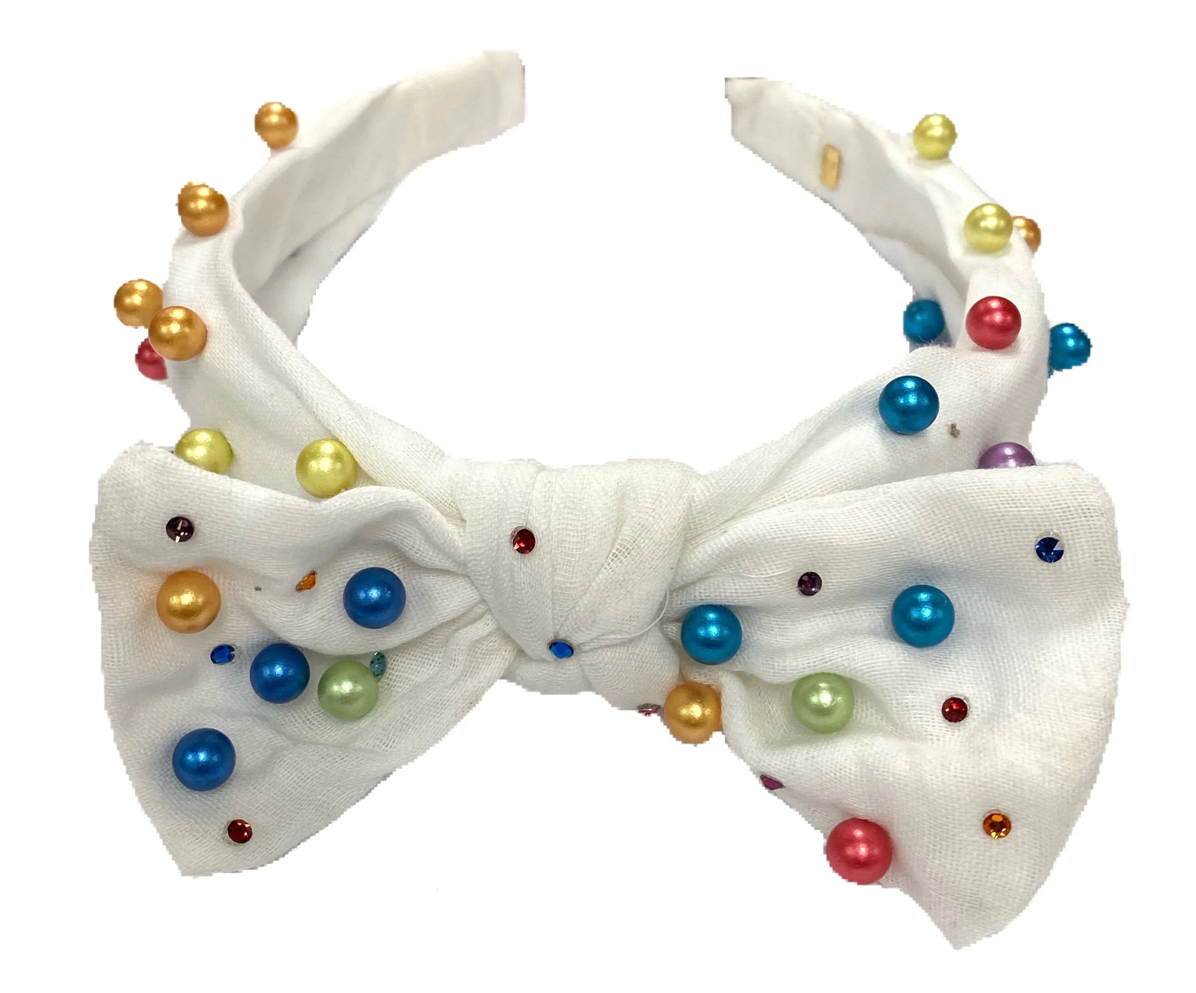 Bari Lynn Bow Headband with Pearls & Crystals