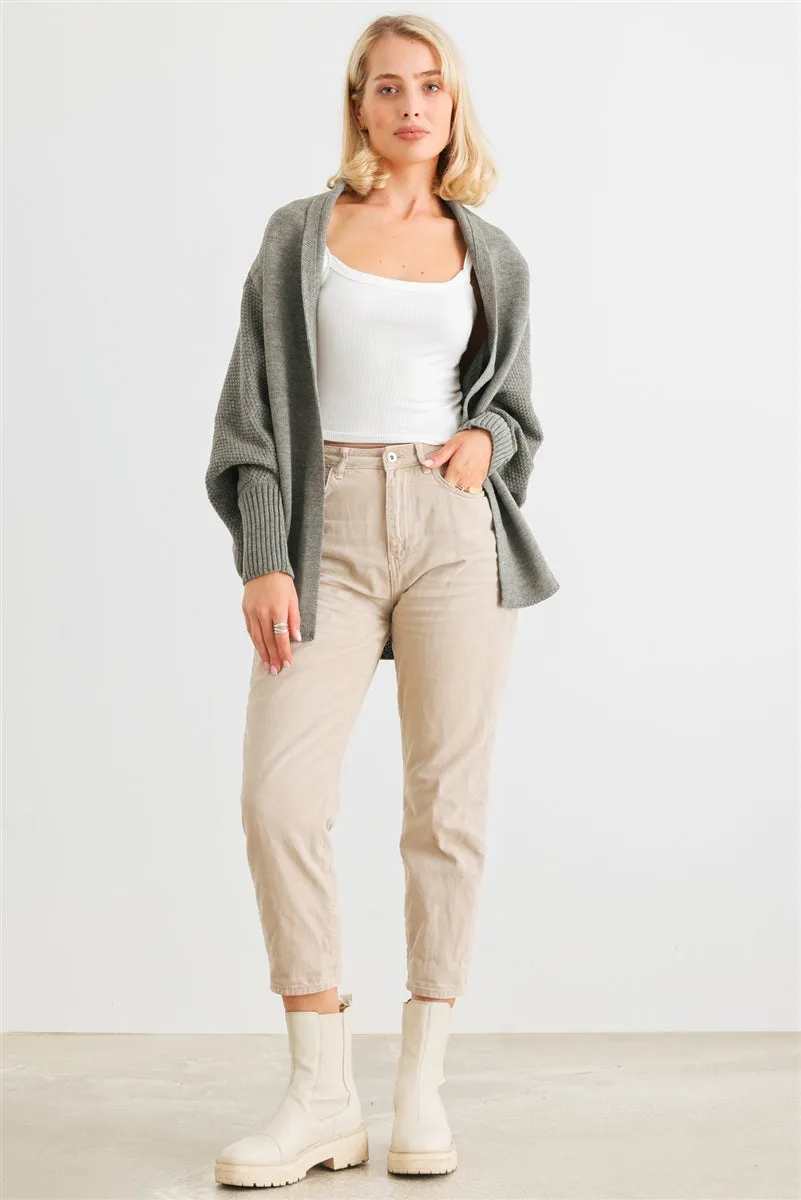 Batwing Cardigan Heather Charcoal Sleeve Open Front