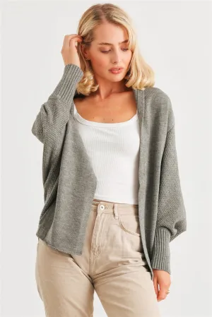 Batwing Cardigan Heather Charcoal Sleeve Open Front
