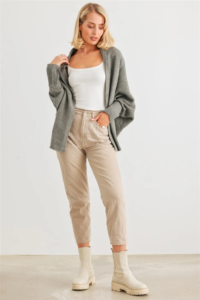 Batwing Cardigan Heather Charcoal Sleeve Open Front