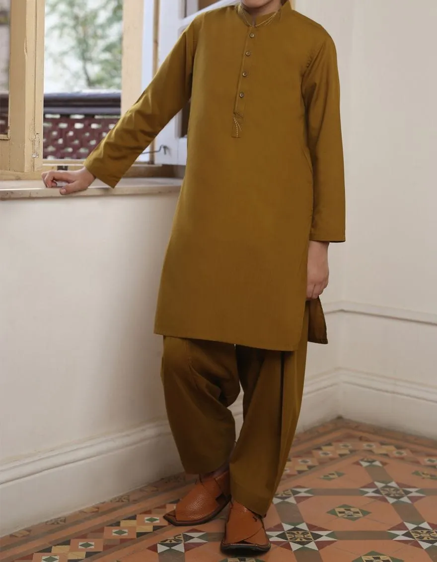 Beautiful Pakistani boys outfit in dark brown color # K2301