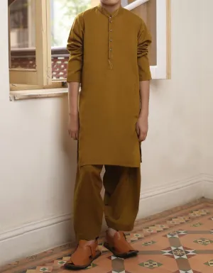 Beautiful Pakistani boys outfit in dark brown color # K2301