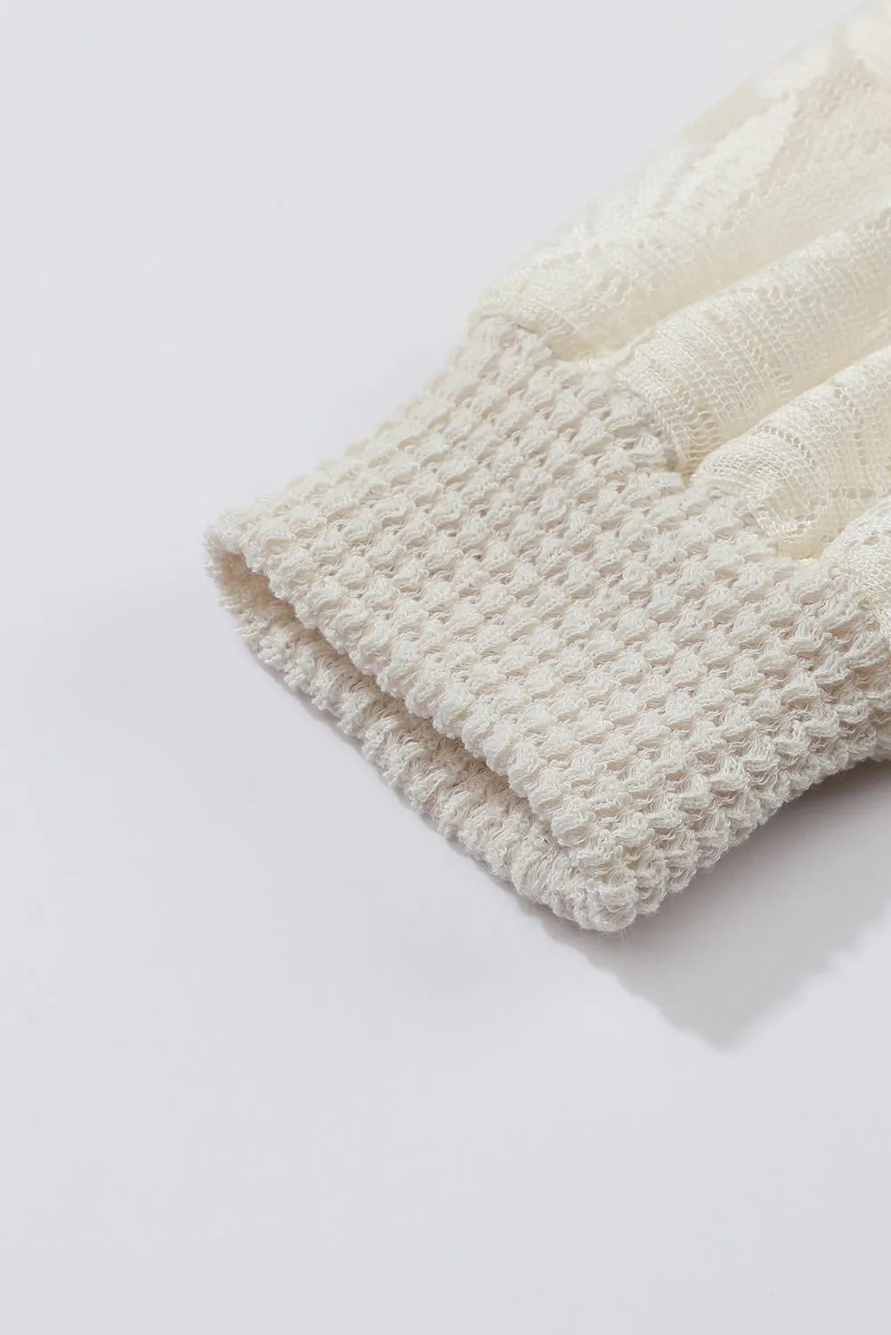 Beige Waffle Knit Top