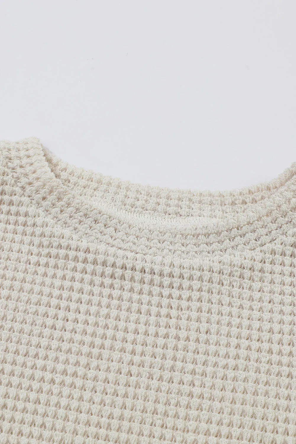 Beige Waffle Knit Top