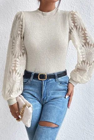 Beige Waffle Knit Top